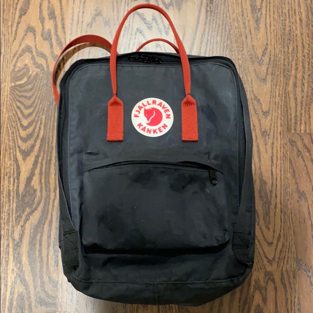 Fjallraven Kanken black and red backpack